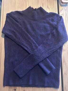 RW&CO. Dark Plum Ribbed Mock-Neck Sweater